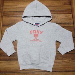 Officially Licensed FDNY Kids LS Grey Pullover Hoodie FDNY - Size Small (6/8)